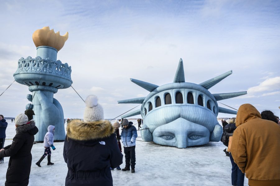 Winter Carnival Statue of Liberty display.